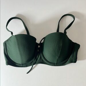 Shade & Shore Dark Green Textured Underwire Bikini Top